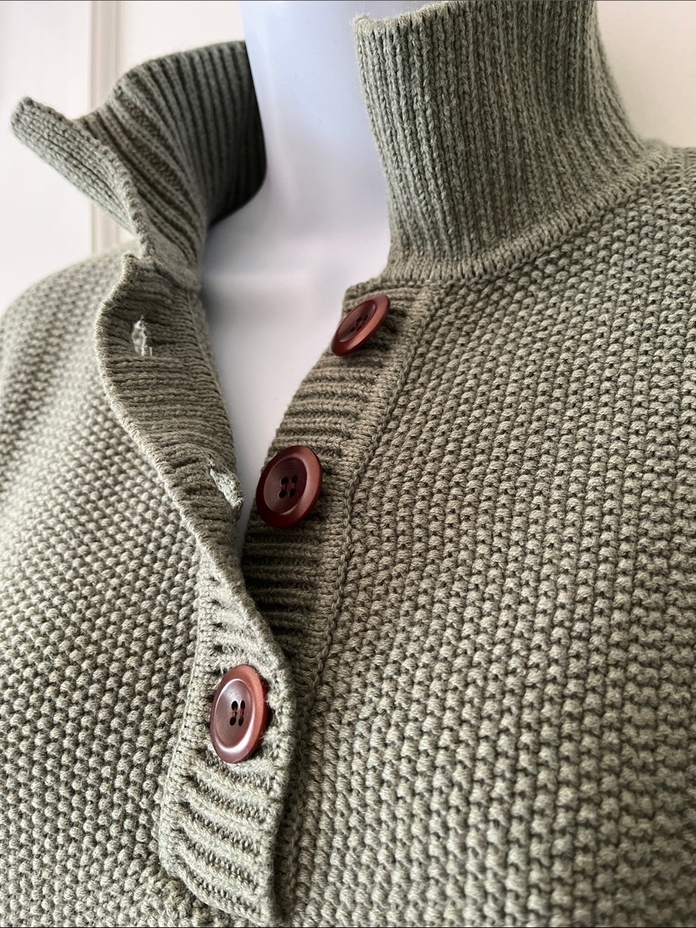 Poetry Organic Cotton Green Button Sweater Work Casual Beach - Picture 3 of 13